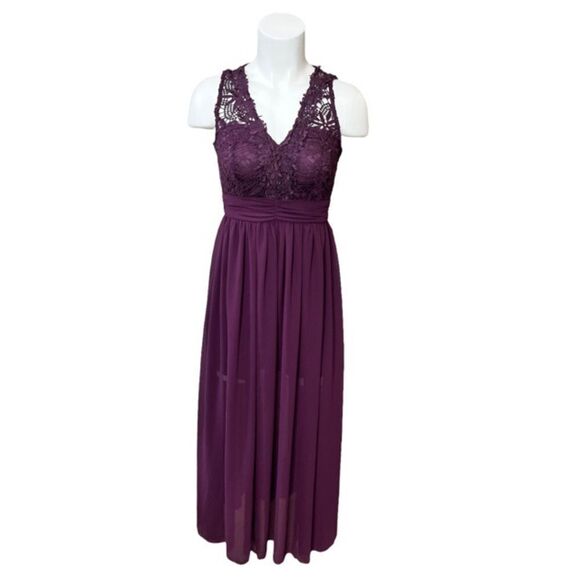 SHE + sky burgundy chiffon dress size S - Picture 1 of 10